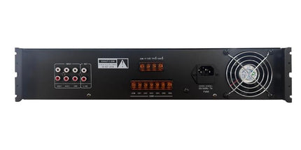 Amplifikator audio analog Hikvision DS-QAE0A240G1-VB6 240W me 6 zona, Bluetooth, USB, kartë SD, AUX, EMC dhe hyrje për mikrofon, dalje 110V, 70V dhe 4–16Ω, ideal për sisteme muzike, njoftime zanore, hotele, shkolla, qendra tregtare dhe biznese në Shqipëri.