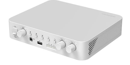 Amplifikator audio analog Hikvision DS-QAE0A60G1-VB 60W me Bluetooth 5.3, USB, hyrje për mikrofon dhe RCA, dalje për altoparlantë 100V dhe 4–8Ω, ideal për sisteme muzike, njoftime zanore, restorante, hotele, zyra, shkolla dhe biznese në Shqipëri.