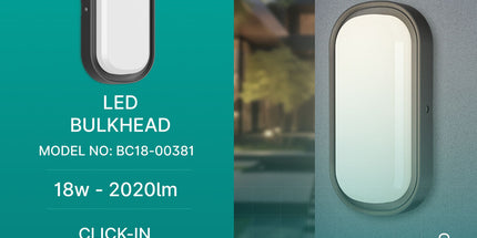 Braytron BC18-00381 LED Bulkhead 18W Black IP65, panel ndriçimi i jashtëm 2020lm për korridore dhe ambiente të jashtme në Shqipëri.