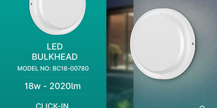 Braytron BC18-00780 LED Bulkhead 18W IP65 White, Ø222mm 2020lm 3CCT, panel ndriçimi i jashtëm për ambiente rezidenciale dhe komerciale në Shqipëri.
