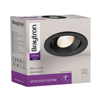 Braytron BH03-04121 spotlight GU10 i zi, alumini IP20 recessed, spot tavanor për ndriçim të brendshëm modern në Shqipëri.
