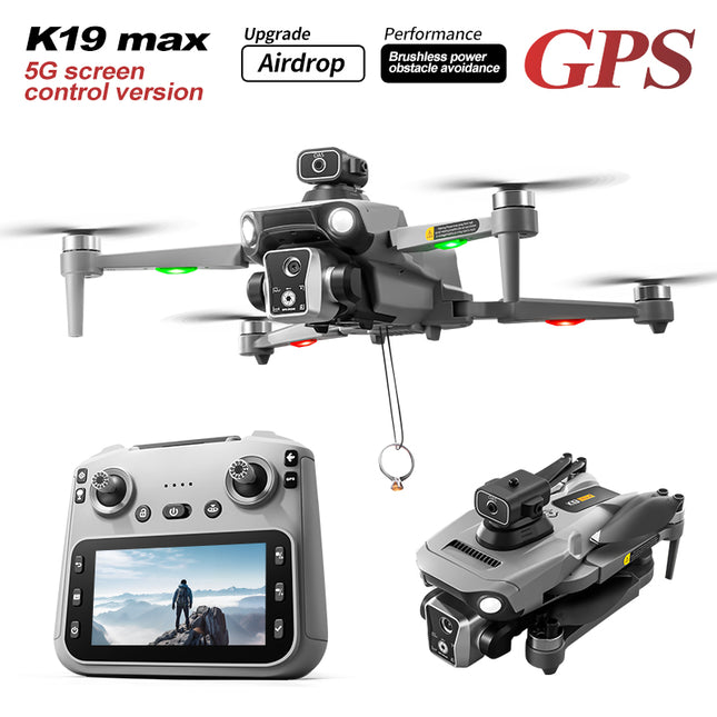 Dron K19 MAX 4K me GPS, WiFi 5G, motorë Brushless, transmetim deri në 2 km, kamerë 4K, pozicionim Optical Flow, kontroll me aplikacion dhe telekomandë, kohë fluturimi 20–30 minuta, ideal për fotografi dhe video ajrore profesionale në Shqipëri. 