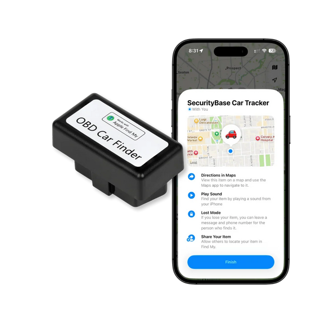 GPS Makine OBD Apple Find My pa abonim dhe pa bateri, gjurmues automjeti Plug & Play për lokalizim nga iPhone, iPad ose Mac.