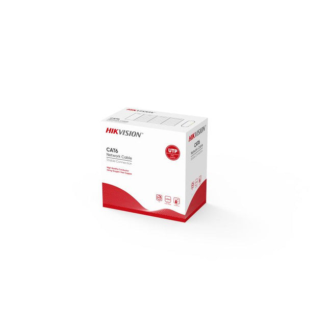 Kabell Rrjeti UTP Cat6 Hikvision DS-1LN6-UU, bakër 23AWG, PVC portokalli, 100m/305m, për internet, LAN dhe kamera IP PoE.