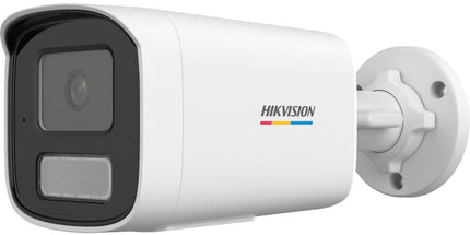 Kamerë IP Bullet Hikvision ColorVu 3.0 DS-2CD1T47G3H-LIU(F)(/SL)(/SRB) 4MP me pamje me ngjyra 24/7, Smart Hybrid Light deri në 50 metra, HikAI-ISP, mikrofon të integruar, audio dykahëshe, alarm me dritë, H.265+, IP67 dhe mbështetje për kartë microSD deri në 512GB, ideale për siguri profesionale në Shqipëri.