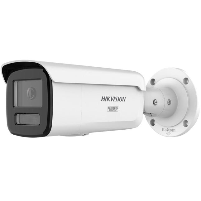 Kamerë IP Bullet Hikvision ColorVu 3.0 DS-2CD2T47G3-LIY 4MP me Smart Hybrid Light, imazh me ngjyra 24/7, HikAI-ISP, ndriçim IR dhe LED deri në 60 metra, WDR 130 dB, H.265+, zbulim inteligjent të njerëzve dhe automjeteve, IP67, NEMA 4X dhe mbështetje për kartë microSD deri në 512GB, ideale për sisteme profesionale sigurie në Shqipëri.