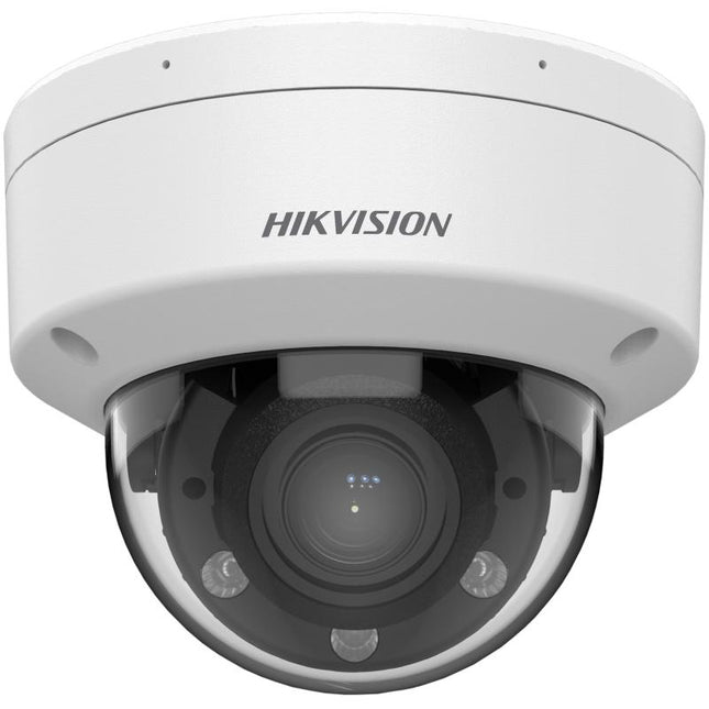 Kamerë IP Dome Hikvision DS-2CD1743G2-LIZSU 4MP me lente motorike 2.8–12 mm, Smart Hybrid Light deri në 30 metra, zbulim të njerëzve dhe automjeteve, mikrofon të integruar, H.265+, WDR 120 dB, slot microSD deri në 512GB, IP67 dhe IK08, ideale për sisteme profesionale sigurie në Shqipëri.