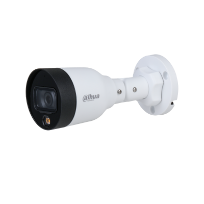 Kamerë Sigurie IP 2MP Dahua IPC-HFW1239S1-A-LED-S5 Full Color me mikrofon të integruar, ndriçim LED 15m, lente 2.8mm ose 3.6mm, PoE, H.265+ dhe mbrojtje IP67.