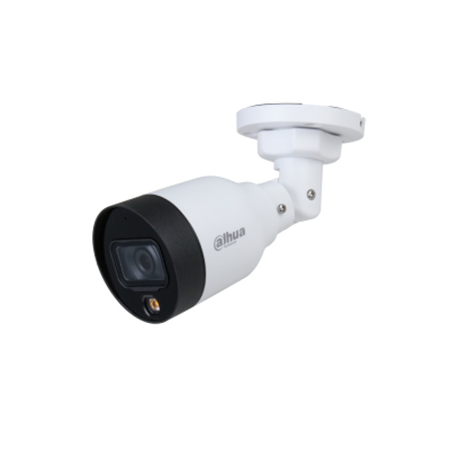 Kamerë Sigurie IP 2MP Dahua IPC-HFW1239S1-A-LED-S5 Full Color me mikrofon të integruar, ndriçim LED 15m, lente 2.8mm ose 3.6mm, PoE, H.265+ dhe mbrojtje IP67.