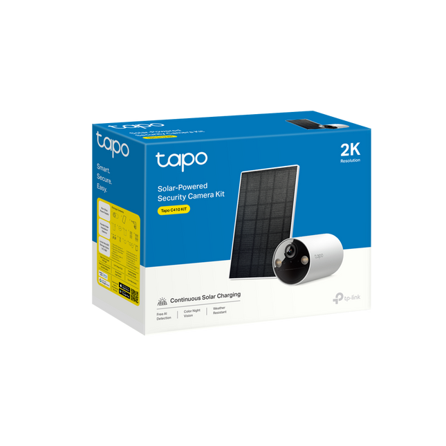 Kamerë WiFi Solare TP-Link Tapo 2K 3MP me panel diellor, Color Night Vision, Smart Person Detection, microSD deri në 512GB, mbrojtje IP65 ndaj ujit dhe pluhurit, instalim pa kabllo dhe monitorim të ambienteve të jashtme, ideale për shtëpi dhe biznese në Shqipëri. 