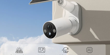 Kamerë WiFi Solare TP-Link Tapo C425 Kit 2K 3MP me panel diellor, bateri me autonomi deri në 300 ditë, Color Night Vision, AI për zbulimin e personave, automjeteve dhe kafshëve, instalim pa kabllo, ruajtje me microSD dhe mbrojtje IP66, ideale për sigurinë e shtëpisë dhe biznesit në Shqipëri. 
