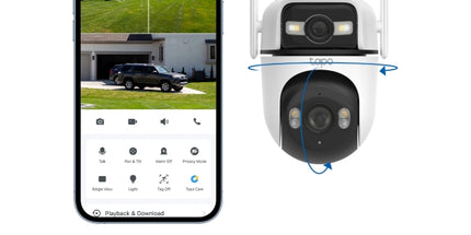 Kamerë WiFi TP-Link Tapo C545D 2K 3MP me dy lente, PTZ, Smart Tracking, Smart Focus, Smart Night Vision, AI për zbulimin e personave, automjeteve dhe kafshëve, audio me dy drejtime, Ethernet, ruajtje microSD deri në 512GB, mbrojtje IP66 dhe kontroll nga aplikacioni Tapo, ideale për monitorimin e shtëpive dhe bizneseve në Shqipëri. 