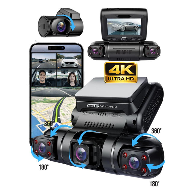 Kamerë makine X19 4K Ultra HD me 4 lente, WiFi dhe GPS të integruar, regjistrim para, prapa dhe brenda automjetit, modalitet parkimi 24 orë, sensor G, regjistrim ciklik dhe mbështetje për kartë memorie deri në 256GB, ideale për siguri maksimale në Shqipëri. 