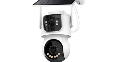 Kamerë sigurie solare WiFi TQ9 8MP Dual Lens me Auto Tracking, AI Human Detection, vision nate deri në 30 metra, audio me dy drejtime, bateri 18000mAh, regjistrim 24/7 dhe panel diellor, ideale për shtëpi, biznese, ferma dhe ambiente të jashtme në Shqipëri. 