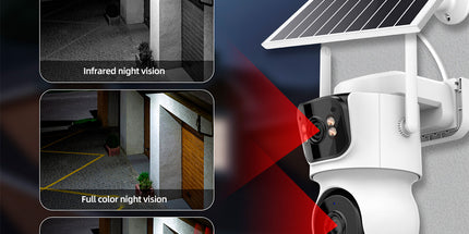 Kamerë sigurie solare WiFi TQ9 8MP Dual Lens me Auto Tracking, AI Human Detection, vision nate deri në 30 metra, audio me dy drejtime, bateri 18000mAh, regjistrim 24/7 dhe panel diellor, ideale për shtëpi, biznese, ferma dhe ambiente të jashtme në Shqipëri. 
