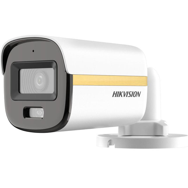 Kamera Hikvision DS-2CE10DF3T-FS 2MP ColorVu Audio Bullet Full HD 1080P me teknologji ColorVu 24/7, White Light deri në 20 metra, mikrofon të integruar, True WDR 130dB, IP67, kamerë sigurie profesionale për shtëpi, biznese, magazina, parkingje dhe ambiente të jashtme në Shqipëri | AlbaStore