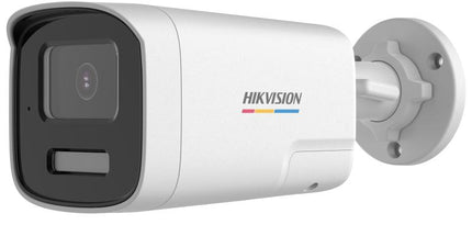 Kamera Hikvision DS-2CE12KF0T-LTS 3K Two-Way Audio Smart Hybrid Light Bullet me rezolucion 3K 2960×1664, komunikim Two-Way Audio, Smart Hybrid Light, IR Night Vision deri në 40 metra, White Light deri në 40 metra, mikrofon dhe altoparlant të integruar, IP67, kamerë sigurie profesionale për shtëpi, biznese dhe ambiente të jashtme në Shqipëri | AlbaStore