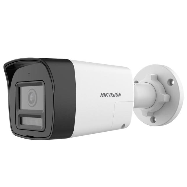 Kamera Hikvision DS-2CE16K0T-LTS 3K Two-Way Audio Mini Bullet me rezolucion 3K 2960×1665, Smart Hybrid Light, IR Night Vision deri në 30 metra, White Light deri në 20 metra, mikrofon dhe altoparlant të integruar, Two-Way Audio, IP67, kamerë sigurie profesionale për shtëpi, biznese dhe ambiente të jashtme në Shqipëri | AlbaStore