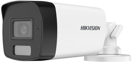 Kamera Hikvision DS-2CE17K0T-LFS 3K Dual Light Audio Bullet me rezolucion 3K 2960×1665, Smart Hybrid Light, IR Night Vision deri në 40 metra, White Light deri në 40 metra, mikrofon të integruar, Audio over Coax, IP67, kamerë sigurie profesionale për shtëpi, biznese, magazina dhe ambiente të jashtme në Shqipëri | AlbaStore
