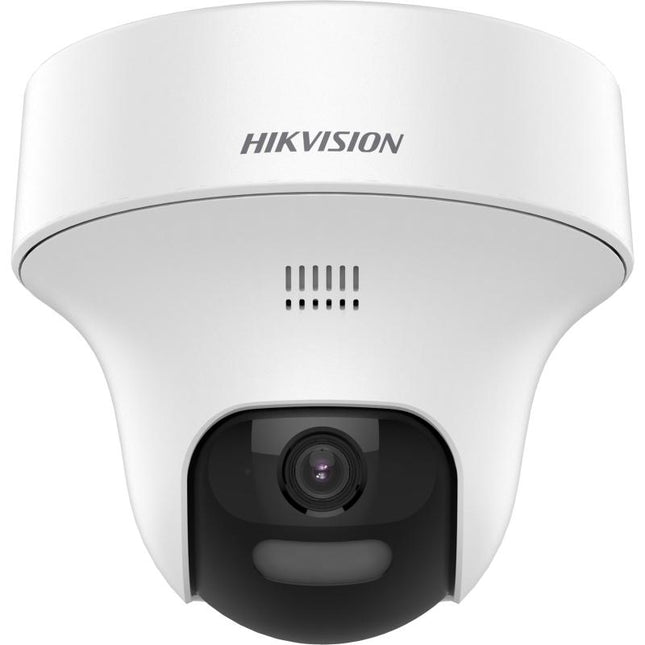 Kamera Hikvision DS-2CE70K0T-PTLTS 3K Two-Way Audio PT Turret me rezolucion 3K 2960×1665, Smart Hybrid Light, IR Night Vision deri në 25 metra, White Light deri në 20 metra, mikrofon dhe altoparlant të integruar, Two-Way Audio, Digital WDR, kamerë sigurie profesionale për shtëpi, biznese dhe ambiente të jashtme në Shqipëri | AlbaStore 