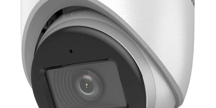 Kamera Hikvision DS-2CE70KF0T-LMFS 3K Smart Hybrid Light Turret me rezolucion 3K 2960×1665, Color 24/7, aperturë F1.0, IR Night Vision deri në 20 metra, White Light deri në 20 metra, mikrofon të integruar, IP67, kamerë sigurie profesionale për shtëpi, biznese, magazina dhe ambiente të jashtme në Shqipëri | AlbaStore 