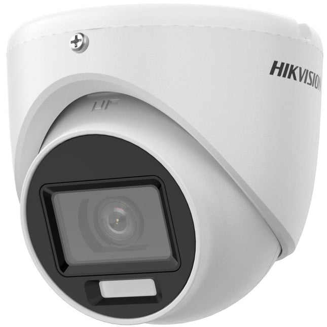 Kamera Hikvision DS-2CE76K0T-LMFS 3K Dual Light Audio Turret me rezolucion 3K 2960×1665, Smart Hybrid Light, IR Night Vision deri në 30 metra, White Light deri në 20 metra, mikrofon të integruar Audio over Coax, Digital WDR, IP67, kamerë sigurie profesionale për shtëpi, biznese, magazina dhe ambiente të jashtme në Shqipëri | AlbaStore 