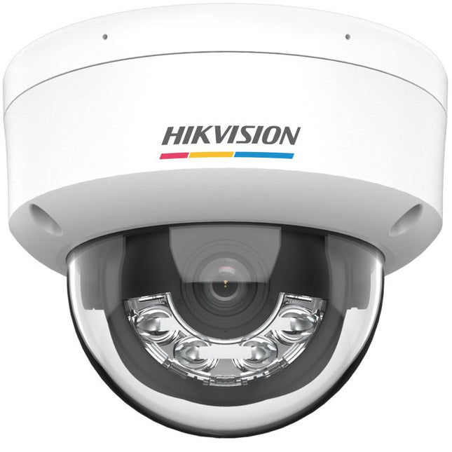 Kamera IP Hikvision DS-2CD1167G2H-LIU Dome 6MP ColorVu me Smart Hybrid Light, Human Vehicle Detection, IR dhe White Light 30m, F1.0, mikrofon të integruar, WDR 120dB, PoE, IP67 dhe IK08 në Shqipëri 