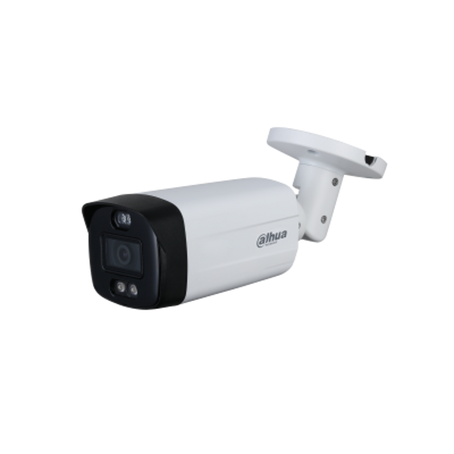 Kamera sigurie Dahua DH-HAC-ME1800THP-PV 4K HDCVI Bullet me Active Deterrence, sirenë 110dB, drita kuqe blu, Smart IR 80m, lente 3.6mm dhe IP67 në Shqipëri 
