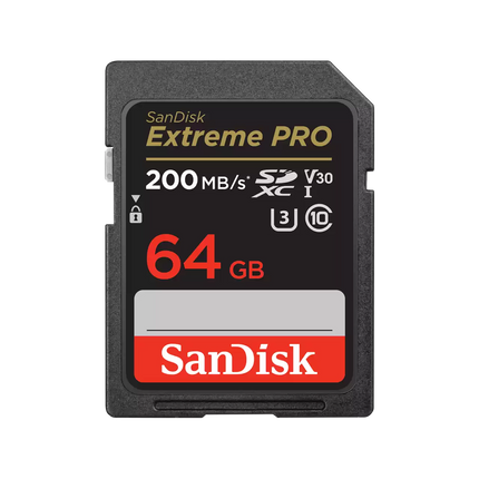 Kartë Memorie SD 64GB 200MB/s SanDisk Extreme PRO UHS-I, U3, V30, shkrim deri 90MB/s dhe performancë për video 4K UHD.     64GB SanDisk Extreme PRO SDHC™ …