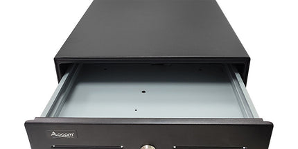 Kasë lekësh OCOM ECD-330H metalike me tabaka plastike, 4 ndarje kartëmonedhash dhe 8 ndarje monedhash për POS dhe dyqane në Shqipëri.