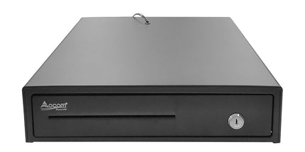 Kasë lekësh heavy-duty OCOM ECD-335X me 4 ndarje kartëmonedhash dhe 8 ndarje monedhash, e përshtatshme për markete, dyqane dhe pika POS në Shqipëri.