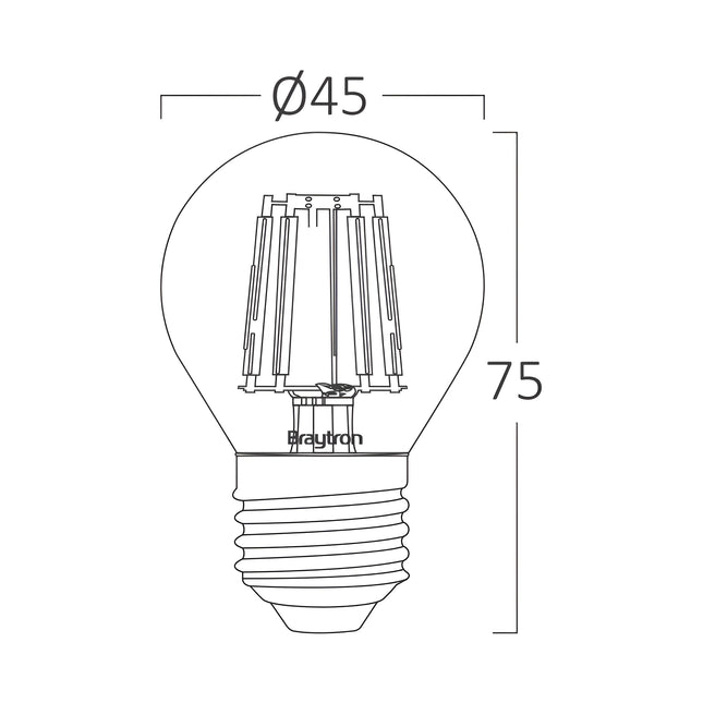 Llambë LED Filament Amber Braytron BB37-00420 G45 E27 4W, 2200K dritë shumë e ngrohtë, 360 lumen, dekorative – llampa Braytron Shqipëri