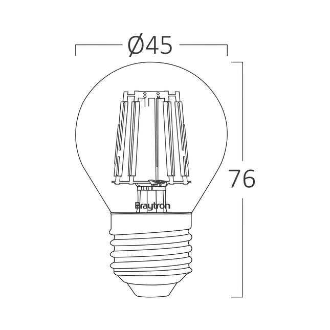 Llambë LED Filament Braytron BA37-00420 G45 E27 4W, 3000K dritë e ngrohtë, 470 lumen, ekuivalente 40W – llampa LED Braytron Shqipëri