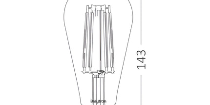 Llambë LED Filament Vintage Amber Braytron BB46-00620 ST64 E27 6W, 2200K dritë shumë e ngrohtë, 540 lumen, dekorative – Braytron Shqipëri