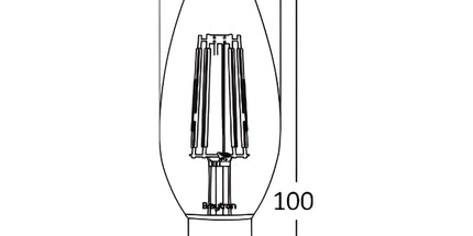 Llambë LED Filament qiri Amber Braytron BB36-00410 C35 E14 4W, 2200K dritë shumë e ngrohtë, 360 lumen, dekorative – llampa Braytron Shqipëri