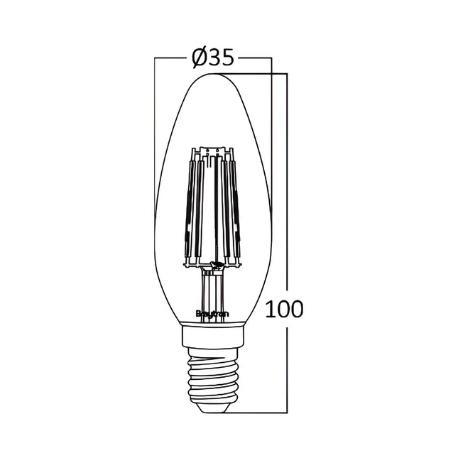 Llambë LED Filament qiri Amber Braytron BB36-00410 C35 E14 4W, 2200K dritë shumë e ngrohtë, 360 lumen, dekorative – llampa Braytron Shqipëri