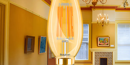 Llambë LED Filament qiri Amber Braytron BB36-00410 C35 E14 4W, 2200K dritë shumë e ngrohtë, 360 lumen, dekorative – llampa Braytron Shqipëri