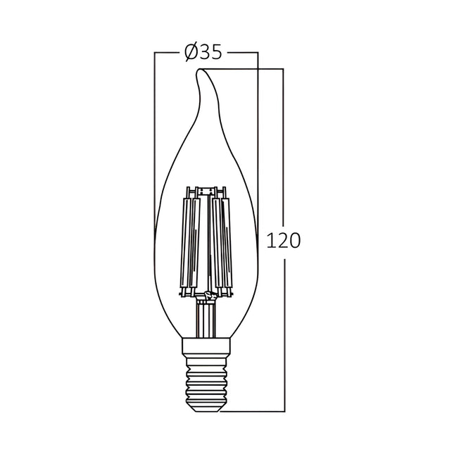 Llambë LED Filament qiri Braytron BA35-00410 C35T E14 4W, 3000K dritë e ngrohtë, 470 lumen, ekuivalente 40W – llampa LED Braytron Shqipëri