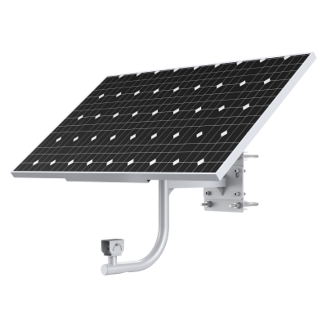 Panel Diellor 100W Dahua DH-PFM378-B100-WB për kamera sigurie, kontrollues MPPT, montim në shtyllë, IP65.