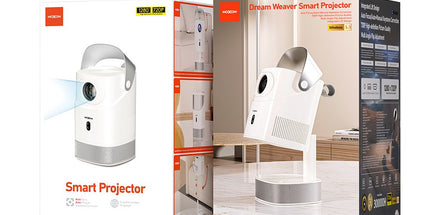 Projektor portativ HD Moxom MX-PJ09, mini projektor për filma dhe prezantime me HDMI dhe ekran deri 120 inch në Shqipëri.