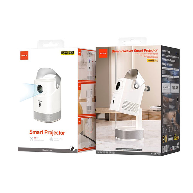 Projektor portativ HD Moxom MX-PJ09, mini projektor për filma dhe prezantime me HDMI dhe ekran deri 120 inch në Shqipëri.