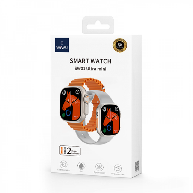 Smartwatch WiWU SW01 Ultra Mini me ekran kompakt HD, rezistencë IP68 dhe funksione shëndeti – ora inteligjente mini për përdorim ditor në Shqipëri.