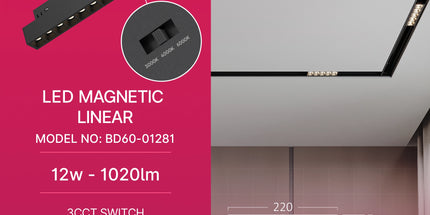 Spot LED linear për shinë magnetike Braytron BD60-01281, 12W 48V 3IN1, 1020 lumen, CRI ≥90, kënd ndriçimi 24°, i zi – ndriçim magnetik Braytron Shqipëri