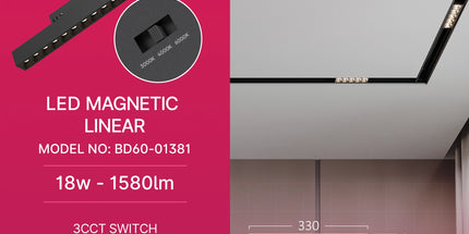 Spot LED linear për shinë magnetike Braytron BD60-01381, 18W 48V 3IN1, 1580 lumen, CRI mbi 90, kënd ndriçimi 24°, i zi – ndriçim magnetik Braytron Shqipëri