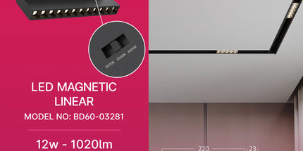 Spot LED linear për shinë magnetike Braytron BD60-03281, 12W 48V 3IN1, 1020 lumen, CRI ≥90, kënd ndriçimi 24°, i zi – ndriçim magnetik Braytron Shqipëri