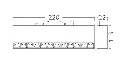 Spot LED linear për shinë magnetike Braytron BD60-03281, 12W 48V 3IN1, 1020 lumen, CRI ≥90, kënd ndriçimi 24°, i zi – ndriçim magnetik Braytron Shqipëri