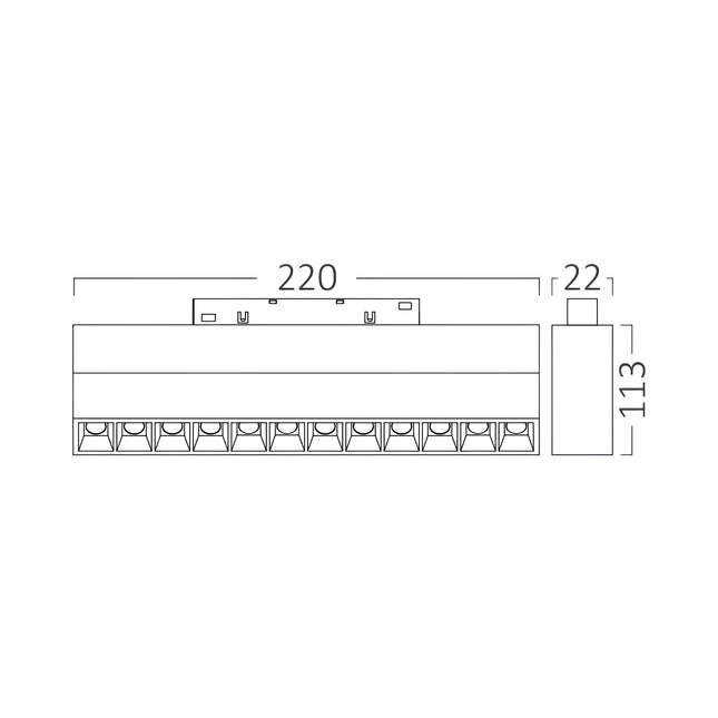 Spot LED linear për shinë magnetike Braytron BD60-03281, 12W 48V 3IN1, 1020 lumen, CRI ≥90, kënd ndriçimi 24°, i zi – ndriçim magnetik Braytron Shqipëri