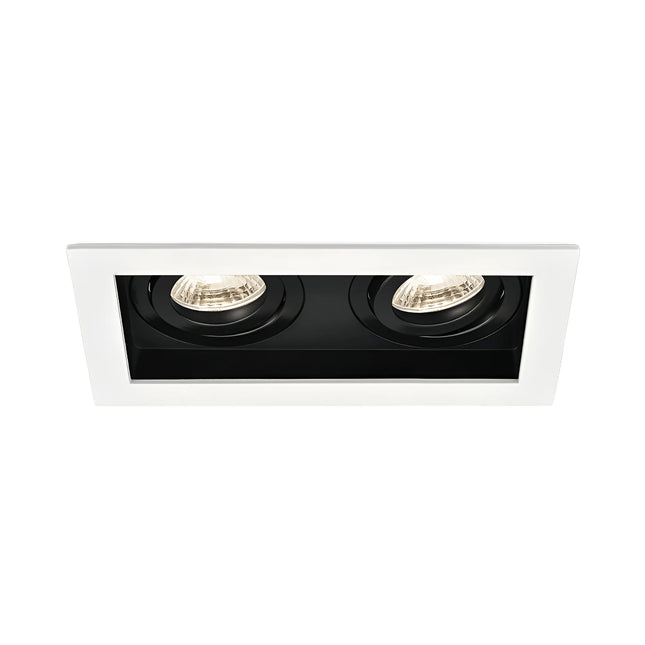 Spot dopio i integruar GU10 Braytron BH03-05030 për tavan dhe gips, për 2 llamba GU10, bardhë me të zezë, 185×100 mm, trup metalik IP20 – Braytron Shqipëri