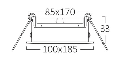 Spot dopio i integruar GU10 Braytron BH03-05031 për tavan dhe gips, i zi, për 2 llamba GU10, 185×100 mm, vrimë montimi 170×85 mm, IP20 – Braytron Shqipëri
