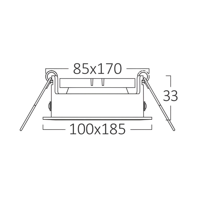 Spot dopio i integruar GU10 Braytron BH03-05031 për tavan dhe gips, i zi, për 2 llamba GU10, 185×100 mm, vrimë montimi 170×85 mm, IP20 – Braytron Shqipëri